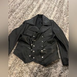 Black genuine leather jacket sz Large
